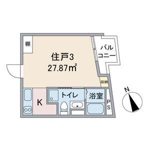 グランドスーシュ上社(1K/3階)の間取り写真