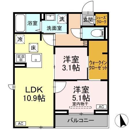 D-SOLACE津田沼II(2LDK/1階)の間取り写真