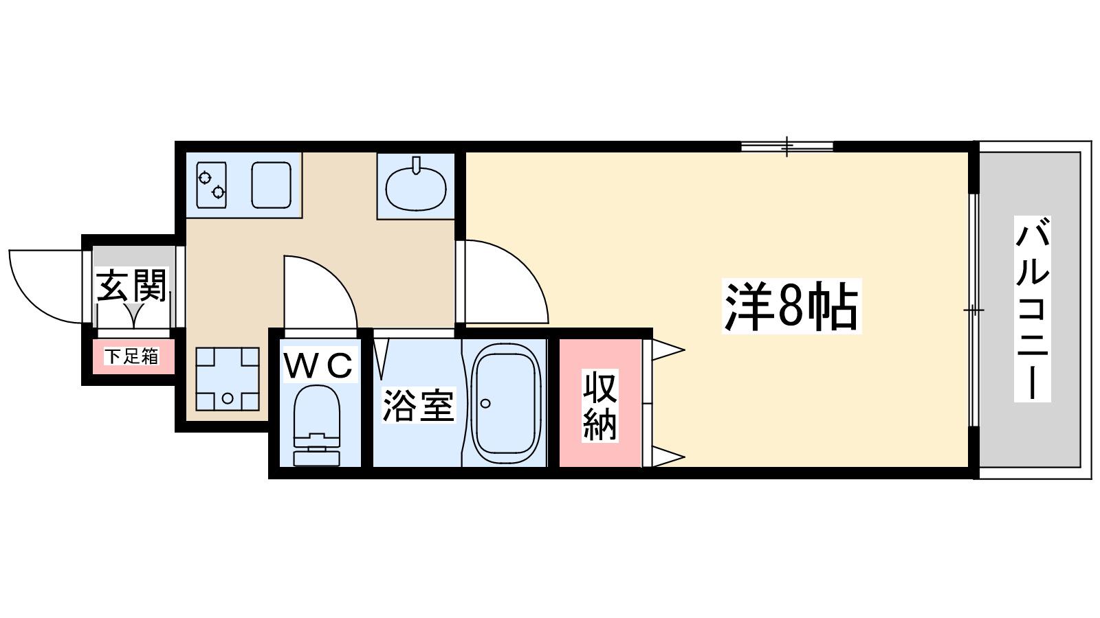 シティスパイア北梅田(1K/2階)の間取り写真