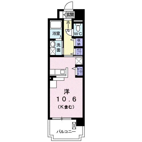 ブライト・ベルウッド(1K/4階)の間取り写真