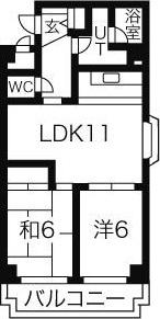 グレース川村(2LDK/4階)の間取り写真