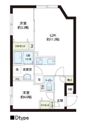 レピュア小石川レジデンス(1LDK/3階)の間取り写真