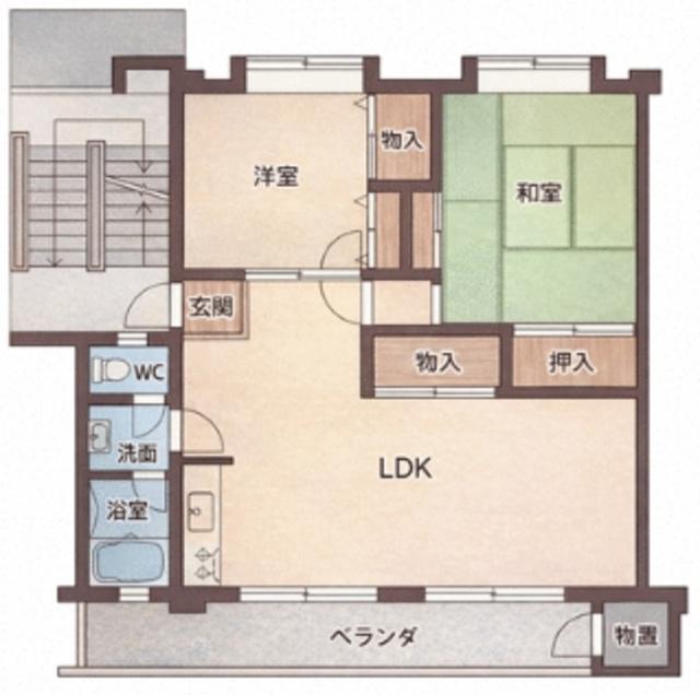 平尾 66号棟(2LDK/4階)の間取り写真