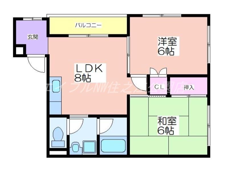 ファミール御崎(2LDK/3階)の間取り写真