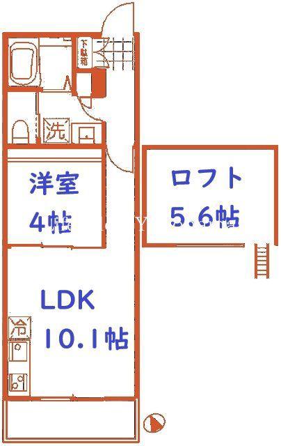 FENICE HAKURAKU(1LDK/2階)の間取り写真