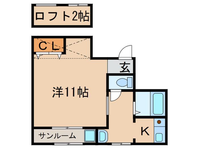 TS桜木(1K/2階)の間取り写真