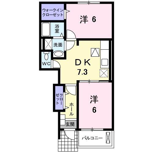 コートフリージアB(2DK/1階)の間取り写真