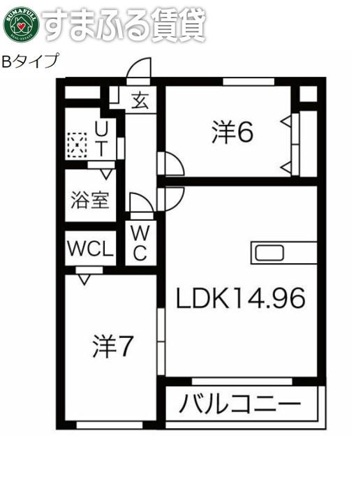 NOVELTY REY(2LDK/2階)の間取り写真
