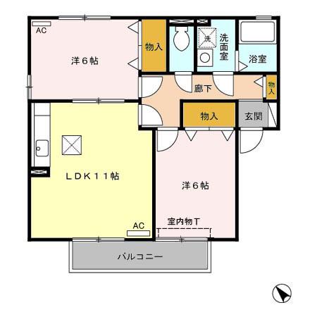 コトーソレイユ A(2LDK/1階)の間取り写真
