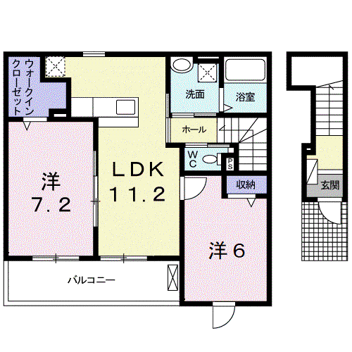 サニーホワイトVI(2LDK/2階)の間取り写真