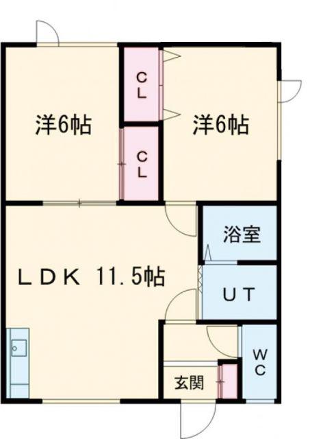 ハイツ智佳(2LDK/2階)の間取り写真