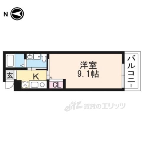 サンプット七条壬生(1K/2階)の間取り写真