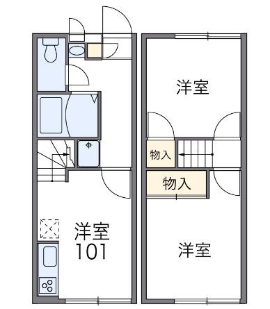 レオパレス吉春(2DK/1階)の間取り写真