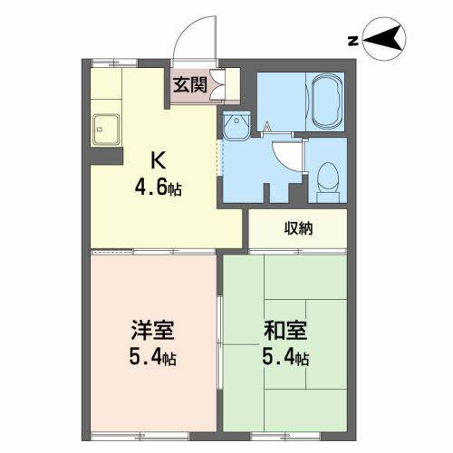 ディアス田園 I(2K/1階)の間取り写真