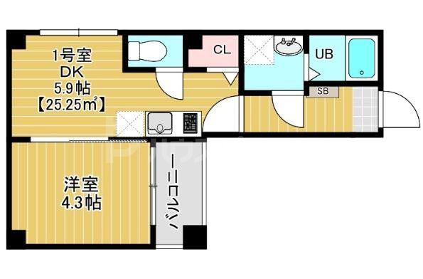 グラーナ千葉中央(1DK/7階)の間取り写真