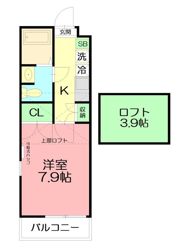 POPOLARE(1K/2階)の間取り写真