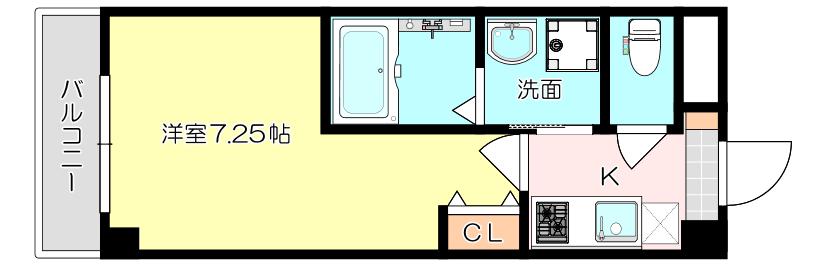 ジェンシア塚口(1K/1階)の間取り写真