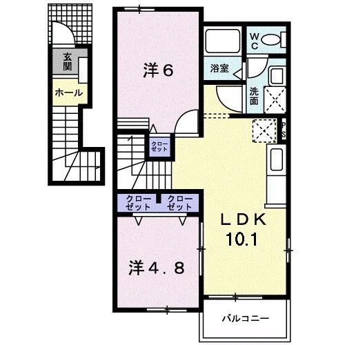 スクエアM(2LDK/2階)の間取り写真