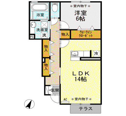 ドエル22(1LDK/1階)の間取り写真
