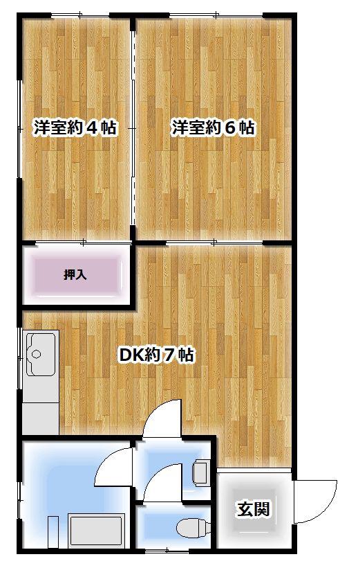 サンコーポエイト(2DK/1階)の間取り写真