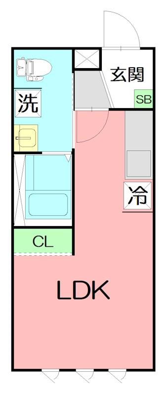 サザンクロス東海大学(ワンルーム/1階)の間取り写真