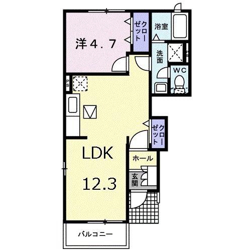 ヴィラ・ボナールII(1LDK/1階)の間取り写真