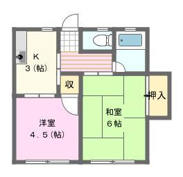 ドミール三方原(2K/1階)の間取り写真