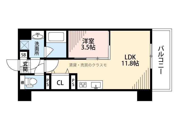 レクシア千代崎(1LDK/1階)の間取り写真