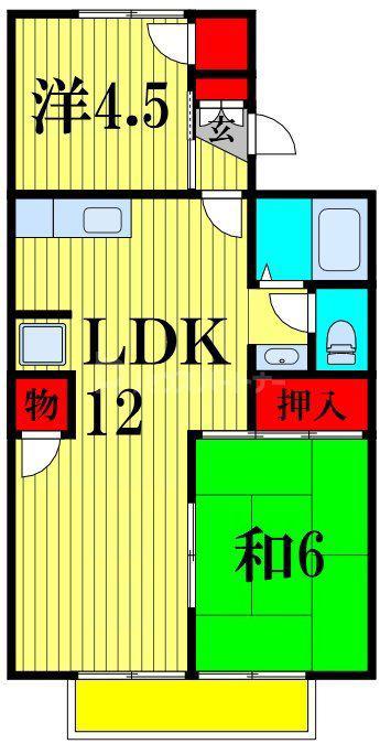 ハイツアラキ(2LDK/2階)の間取り写真