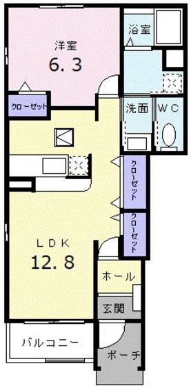 CONTRAILB(1LDK/1階)の間取り写真
