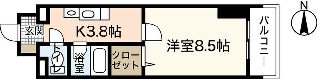 ミーニュ・カーザ(1K/8階)の間取り写真