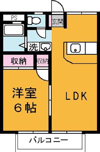 ライムライト(1LDK/2階)の間取り写真
