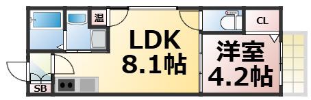F ASECIA DEMODO(1LDK/2階)の間取り写真