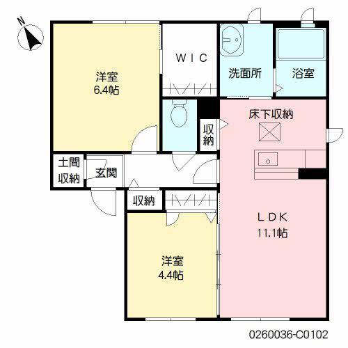 シャトーグローリー C棟(2LDK/1階)の間取り写真