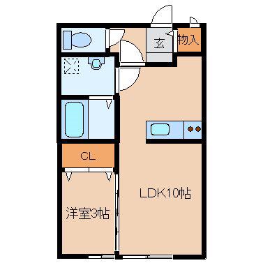 フローラタウンE棟(1LDK/1階)の間取り写真