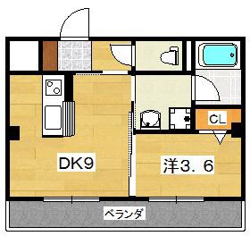 ミサワレジデンス枚方(1LDK/4階)の間取り写真