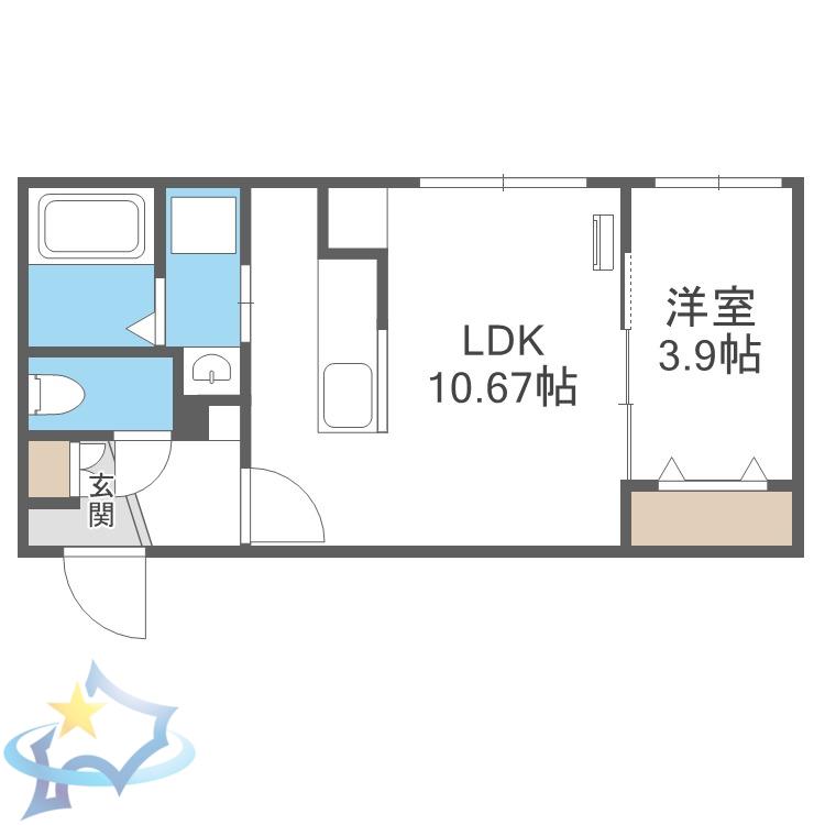 SPARKLE 裏参道(1LDK/2階)の間取り写真