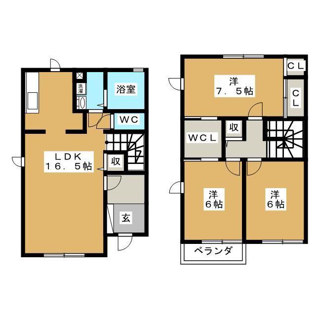 グランソル(3LDK/1階)の間取り写真