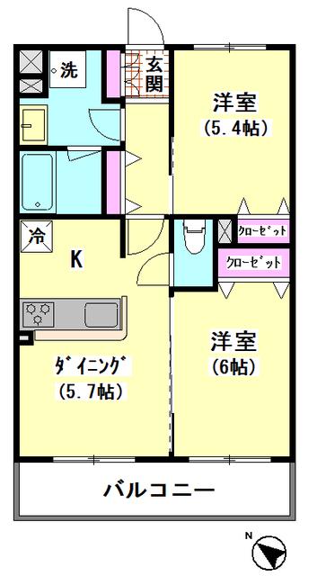 テラッツァ池上(2LDK/2階)の間取り写真