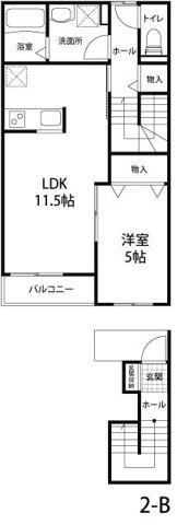 ベルリード桜並木(1LDK/2階)の間取り写真
