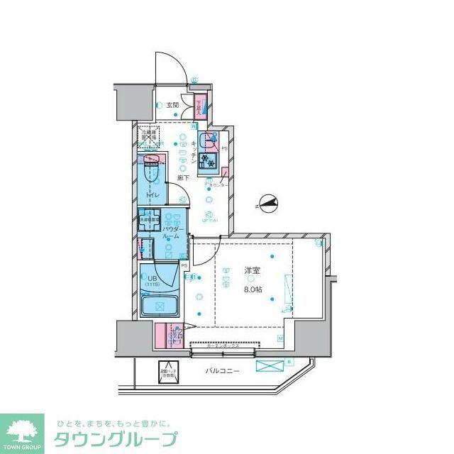 GENOVIA上野IIISKYGARDEN(1K/8階)の間取り写真