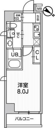 ALTERNA王子飛鳥山(1K/8階)の間取り写真