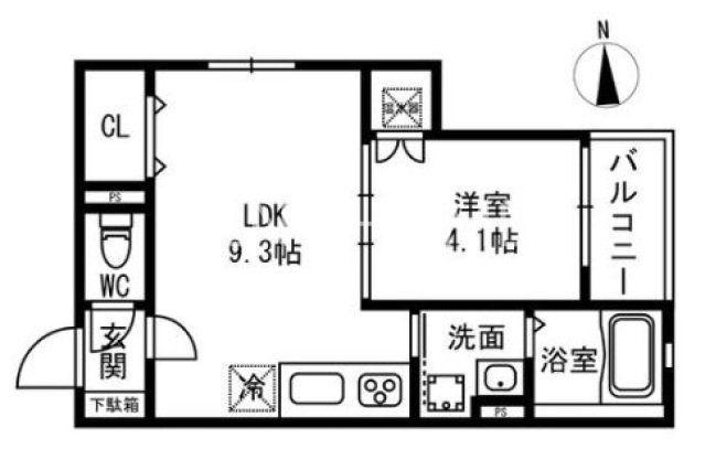 トップヒル森河内(1LDK/1階)の間取り写真
