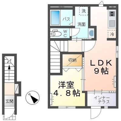 サンコート(1LDK/2階)の間取り写真