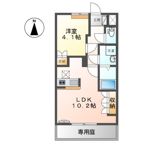 ローズガーデン長塚II(1LDK/1階)の間取り写真