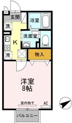 プラザ古城池(1K/2階)の間取り写真