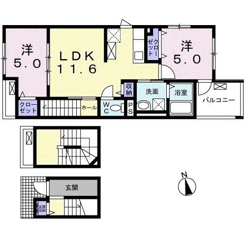 MAISON HAMAKAWA(2LDK/3階)の間取り写真