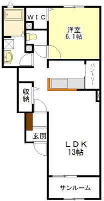 サニーハイツSEINAI III(1LDK/1階)の間取り写真