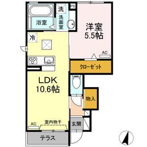 D-ROOM京和風穂波I(1LDK/1階)の間取り写真