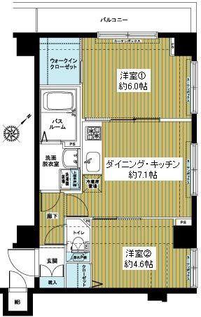 ZOOM東銀座(2DK/3階)の間取り写真